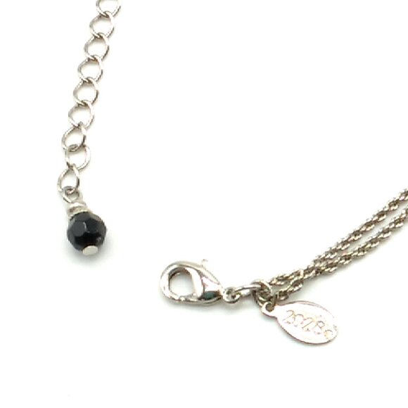 2028 Brand Metal Flower Necklace Black Silver-tone Crystal Signed - Picture 3 of 16